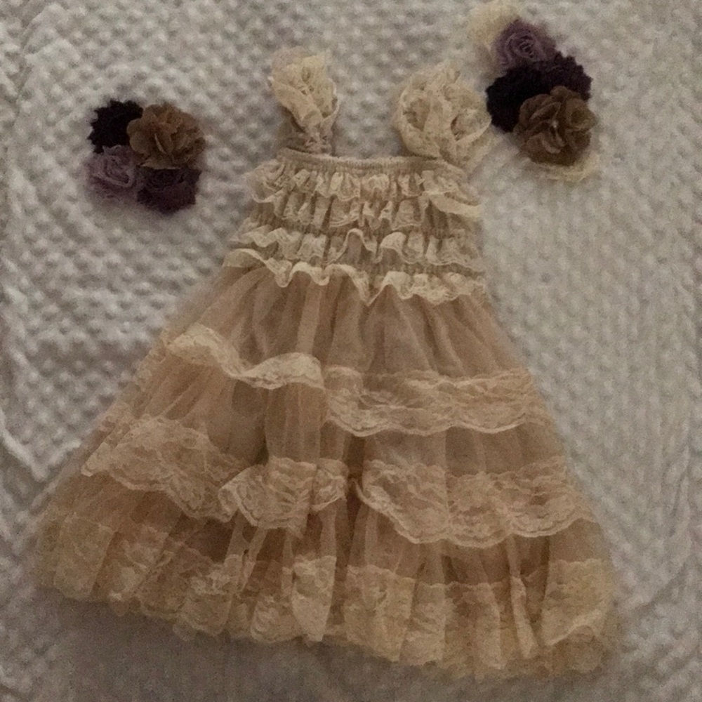 Flower Girl Dress w/ matching headband & sash